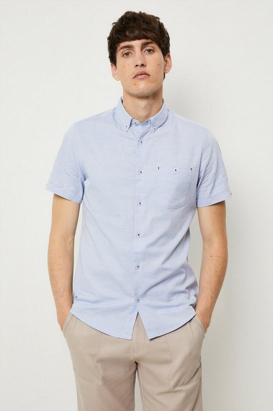 Burton Blue Regular Fit Short Sleeve Textured Shirt 1