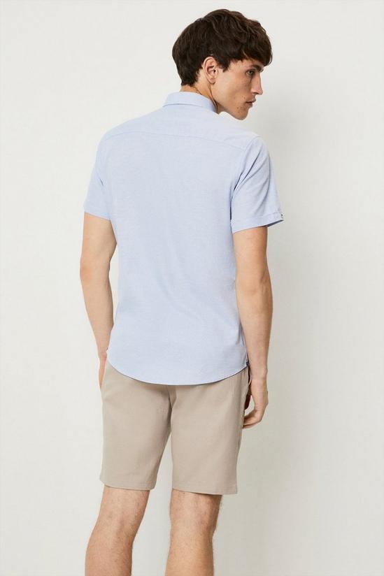 Burton Blue Regular Fit Short Sleeve Textured Shirt 3