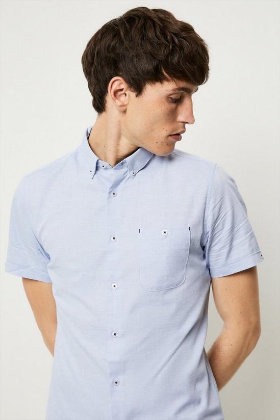 Burton Blue Regular Fit Short Sleeve Textured Shirt 4