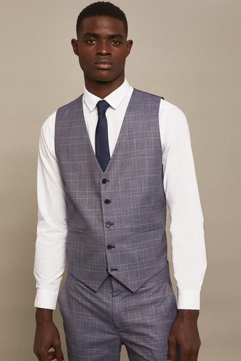 Related Product Skinny Fit Blue Check Waistcoat