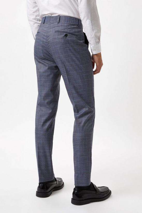 Burton Skinny Fit Blue Check Suit Trousers 3