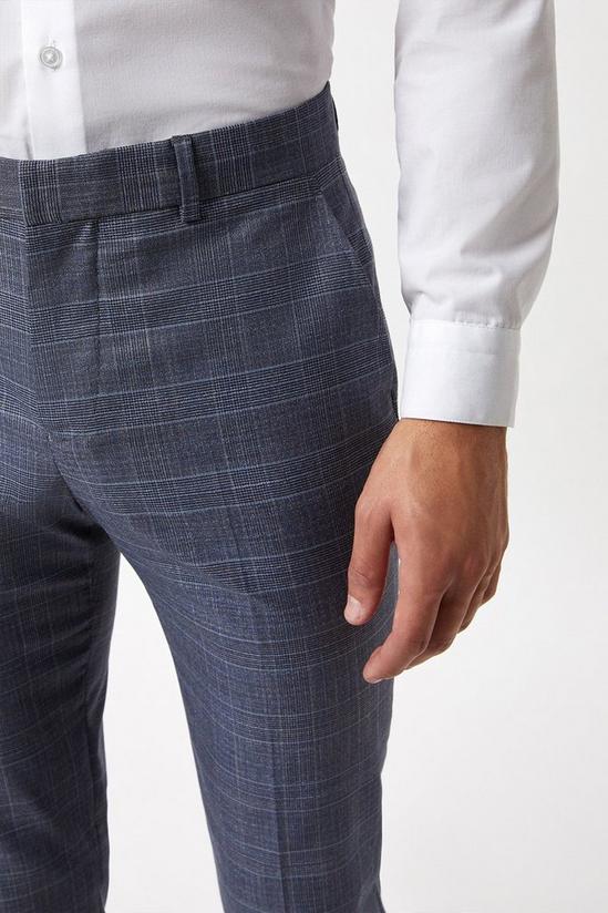 Burton Skinny Fit Blue Check Suit Trousers 4