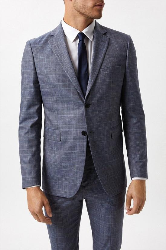 Burton Skinny Fit Blue Check Suit Jacket 2