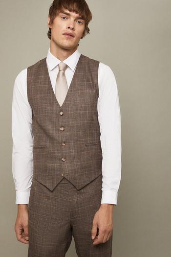 Related Product Skinny Fit Neutral Check Waistcoat