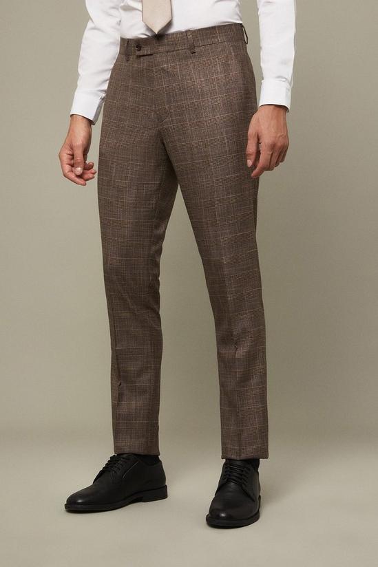 Burton Skinny Fit Neutral Check Suit Trouser 1