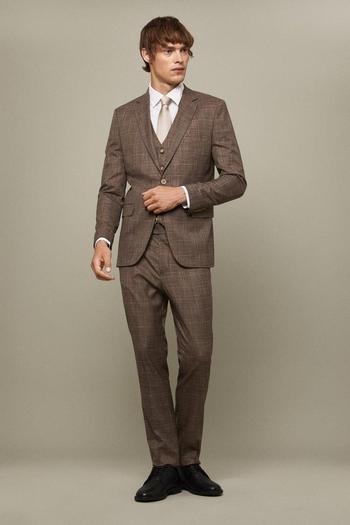 Related Product Skinny Fit Neutral Check Suit Jacket