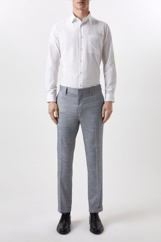 Burton Slim Fit Chambray Blue Slub Suit Trousers 1
