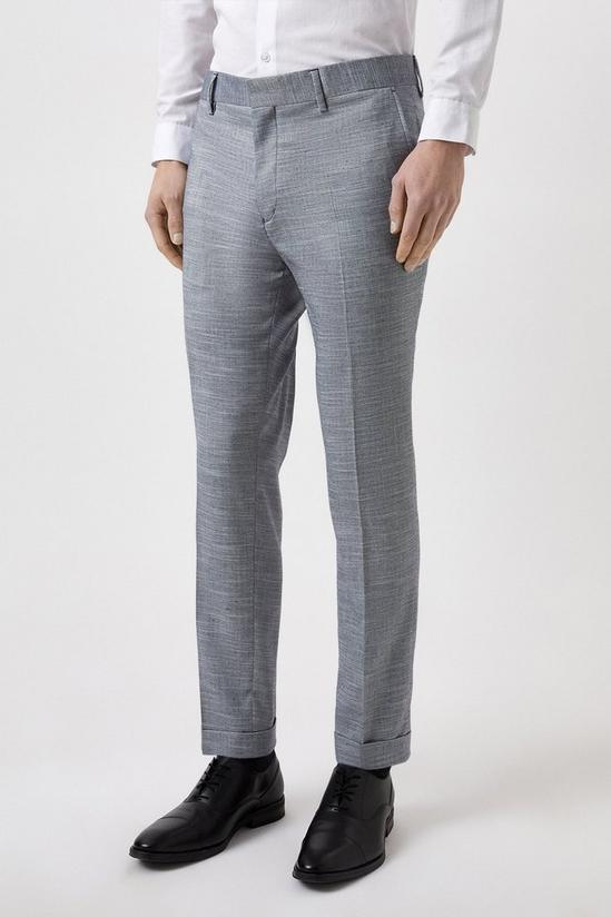 Burton Slim Fit Chambray Blue Slub Suit Trousers 2