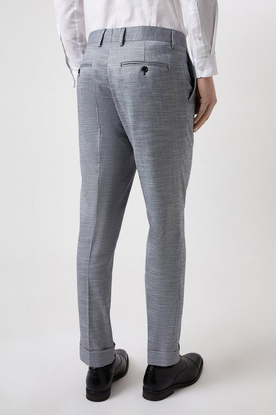 Burton Slim Fit Chambray Blue Slub Suit Trousers 3