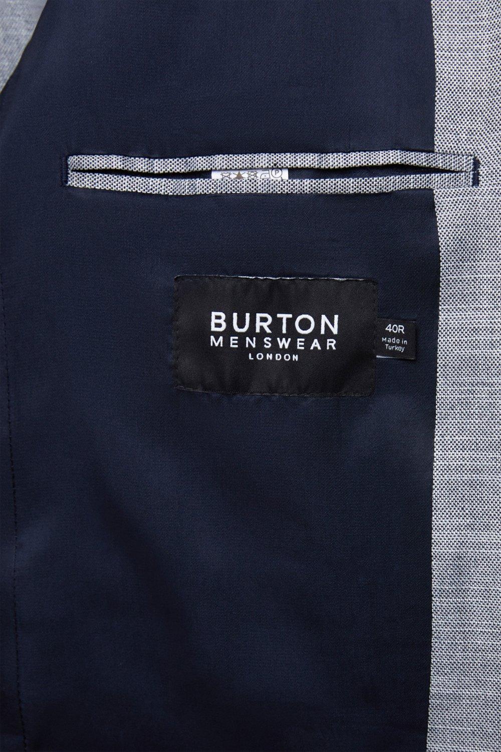 Suits Slim Fit Chambray Blue Slub Suit Jacket Burton