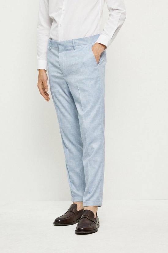 Burton Slim Fit Light Blue Slub Suit Trousers 1
