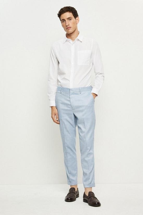 Burton Slim Fit Light Blue Slub Suit Trousers 2