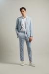 Burton Slim Fit Light Blue Slub Suit Jacket thumbnail 2
