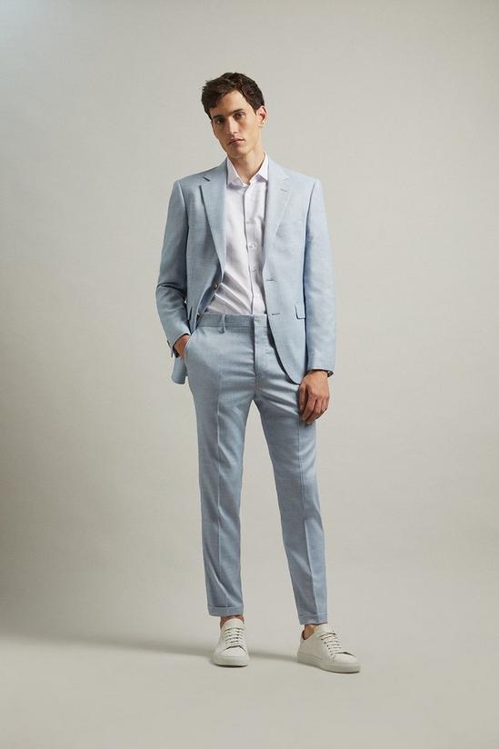 Burton Slim Fit Light Blue Slub Suit Jacket 2