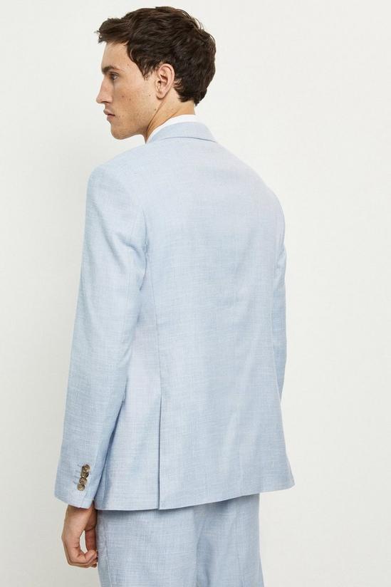Burton Slim Fit Light Blue Slub Suit Jacket 3