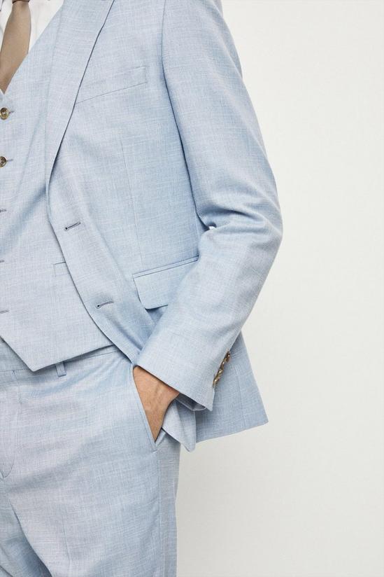 Burton Slim Fit Light Blue Slub Suit Jacket 5