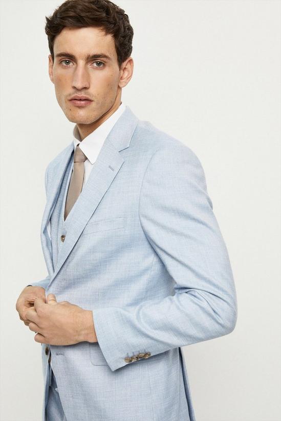 Burton Slim Fit Light Blue Slub Suit Jacket 6