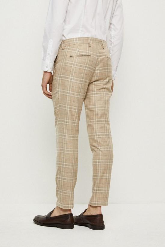 Burton Skinny Fit Stone Textured Check Suit Trousers 3