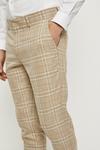 Burton Skinny Fit Stone Textured Check Suit Trousers thumbnail 4