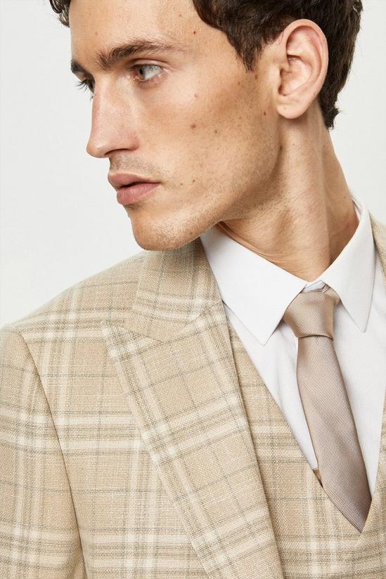 Burton Skinny Fit Stone Textured Check Suit Jacket 4