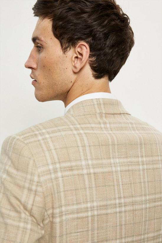 Burton Skinny Fit Stone Textured Check Suit Jacket 6