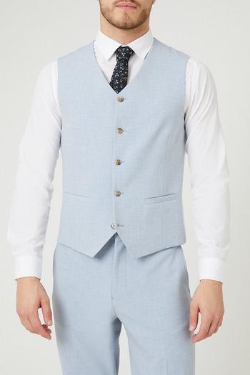 Related Product Tailored Fit Pale Blue End On End Waistcoat