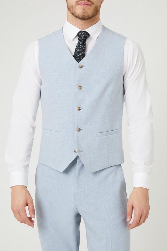 Burton Tailored Fit Pale Blue End On End Waistcoat 1