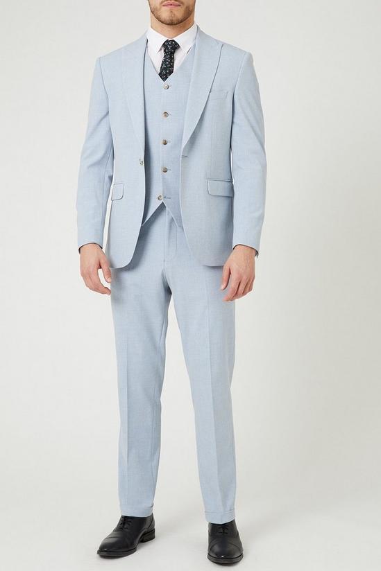 Burton Tailored Fit Pale Blue End On End Suit Trousers 2