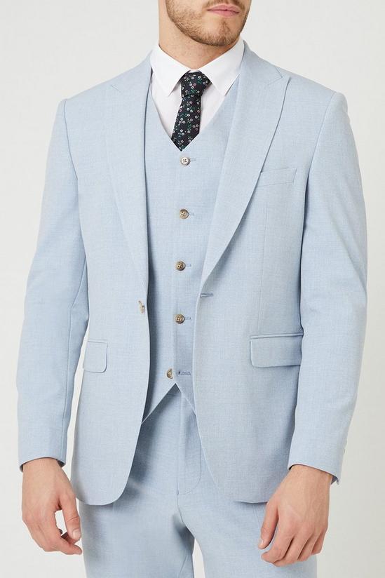 Burton Tailored Fit Pale Blue End On End Suit Jacket 1