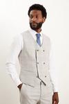 Burton Tailored Fit Grey Textured Check Waistcoat thumbnail 1