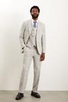 Burton Tailored Fit Grey Textured Check Waistcoat thumbnail 2