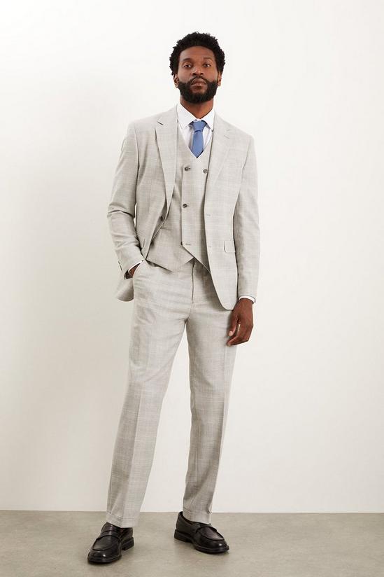 Burton Tailored Fit Grey Textured Check Waistcoat 2