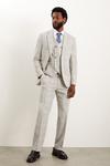 Burton Tailored Fit Grey Textured Check Suit Trousers thumbnail 1