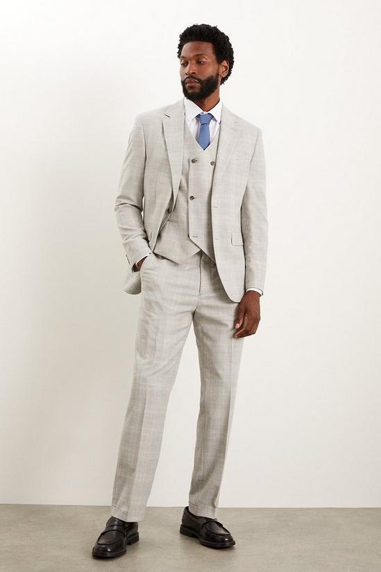 Burton Tailored Fit Grey Textured Check Suit Trousers 1