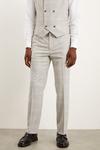 Burton Tailored Fit Grey Textured Check Suit Trousers thumbnail 2