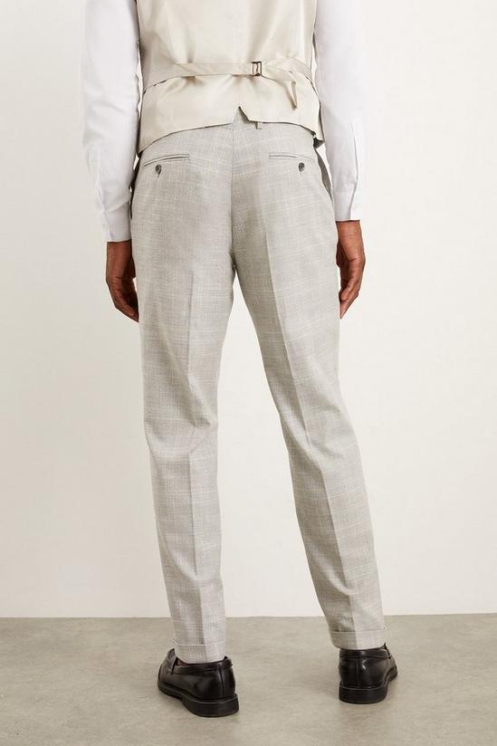 Burton Tailored Fit Grey Textured Check Suit Trousers 3