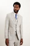 Burton Tailored Fit Grey Textured Check Suit Jacket thumbnail 1