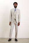 Burton Tailored Fit Grey Textured Check Suit Jacket thumbnail 2