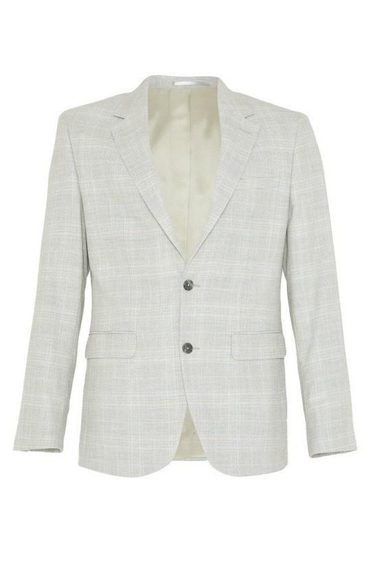 Burton Tailored Fit Grey Textured Check Suit Jacket 4