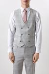 Burton Slim Fit Grey Textured Check Waistcoat thumbnail 1