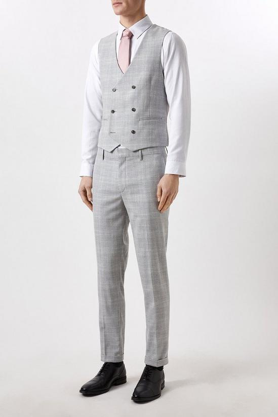 Burton Slim Fit Grey Textured Check Waistcoat 2