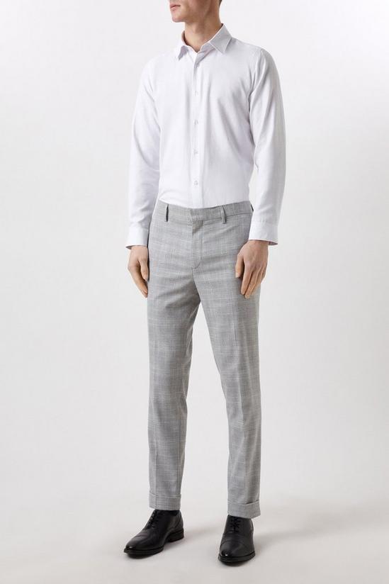 Burton Slim Fit Grey Textured Check Suit Trousers 1