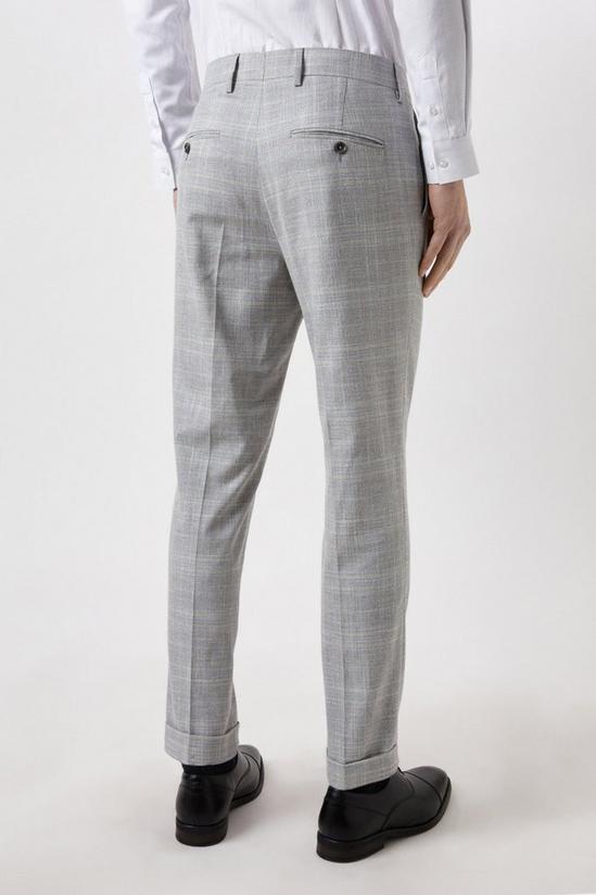 Burton Slim Fit Grey Textured Check Suit Trousers 3