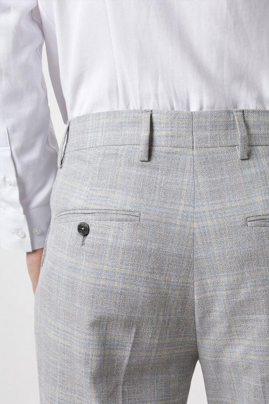 Burton Slim Fit Grey Textured Check Suit Trousers 4
