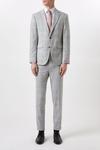 Burton Slim Fit Grey Textured Check Suit Jacket thumbnail 1
