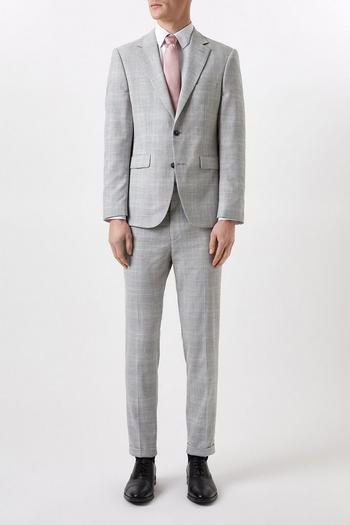 Related Product Slim Fit Grey Textured Check Suit Jacket
