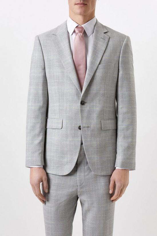 Burton Slim Fit Grey Textured Check Suit Jacket 2