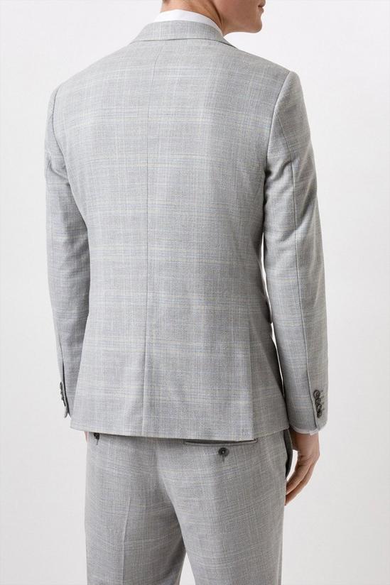 Burton Slim Fit Grey Textured Check Suit Jacket 3