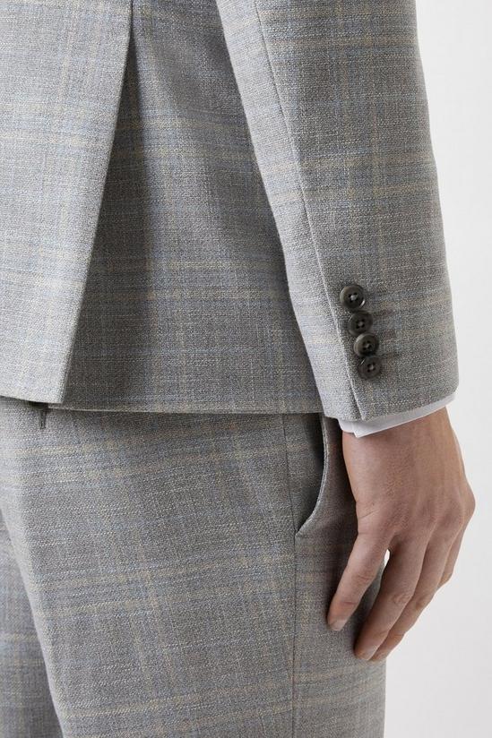Burton Slim Fit Grey Textured Check Suit Jacket 5