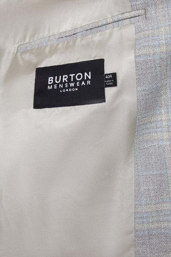 Burton Slim Fit Grey Textured Check Suit Jacket 6